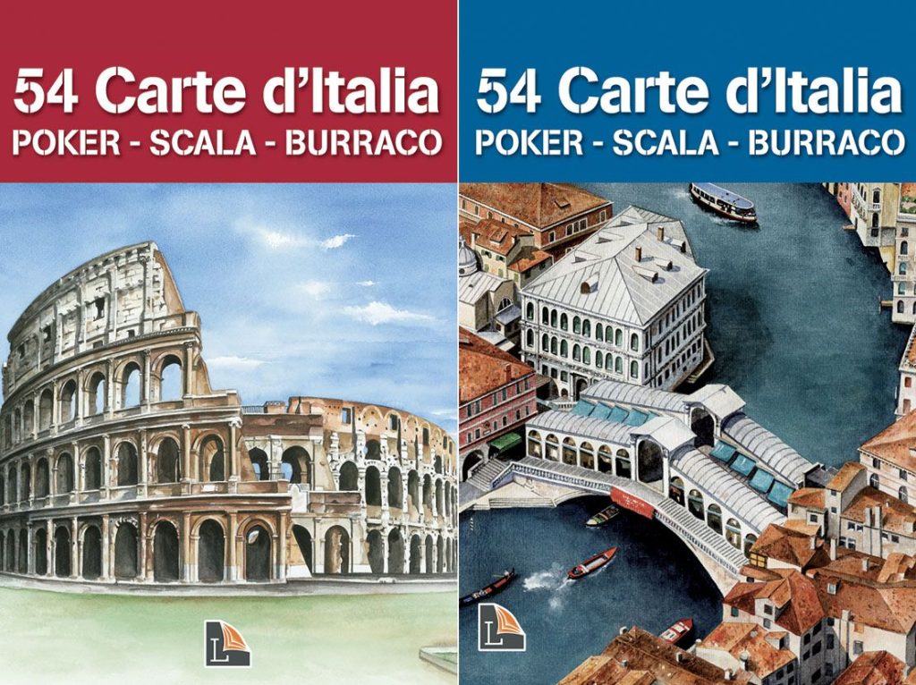 Carte da gioco con immagini d'Italia - Poker, scala, burraco